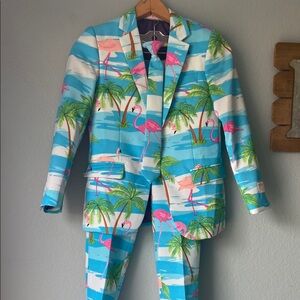 OppoSuits Kids Flamingo Paradise Set - Blue and Pink